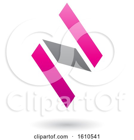 Clipart of a Magenta and Gray Letter N - Royalty Free Vector Illustration by cidepix