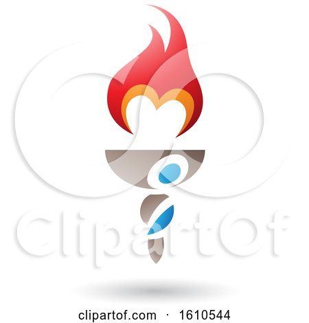 Clipart of a Flaming Torch with Letter M Shaped Fire - Royalty Free Vector Illustration by cidepix