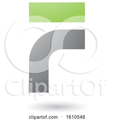 Clipart of a Green and Gray Letter F - Royalty Free Vector Illustration by cidepix