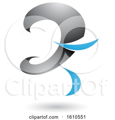Clipart of a Gray and Blue Curvy Letter Z - Royalty Free Vector Illustration by cidepix