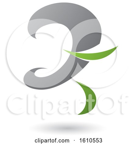 Clipart of a Gray and Green Curvy Letter Z - Royalty Free Vector Illustration by cidepix