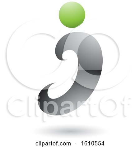 Clipart of a Gray and Green Letter I - Royalty Free Vector Illustration by cidepix