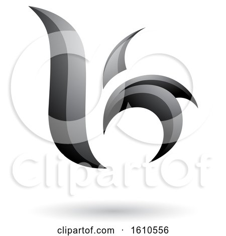 Clipart of a Gray Letter B or K - Royalty Free Vector Illustration by cidepix