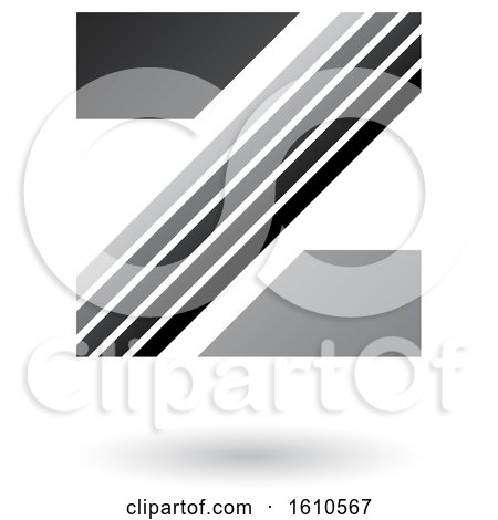 Clipart of a Striped Gray Letter Z - Royalty Free Vector Illustration by cidepix