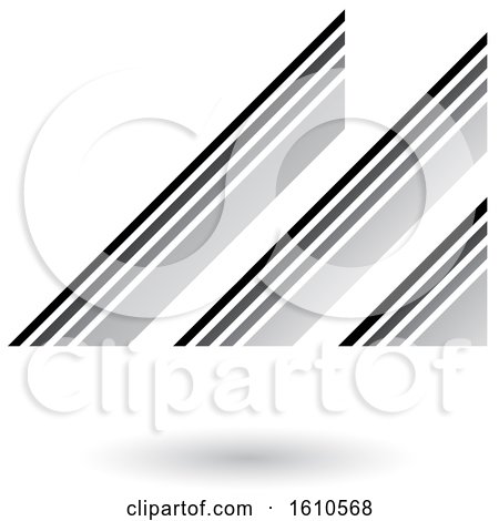 Clipart of a Retro Abstract Diagonal Stripes Gray Letter M - Royalty Free Vector Illustration by cidepix
