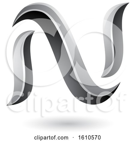 Clipart of a Gray Letter N - Royalty Free Vector Illustration by cidepix