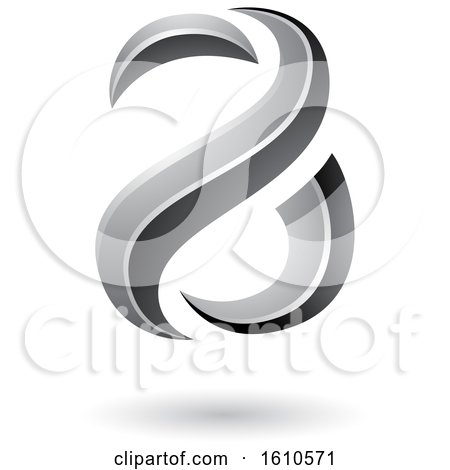 Clipart of a Gray Glossy Snake Shaped Letter a Design - Royalty Free Vector Illustration by cidepix