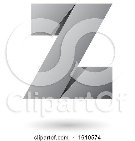 Clipart of a Gray Folded Paper Styled Letter Z - Royalty Free Vector Illustration by cidepix