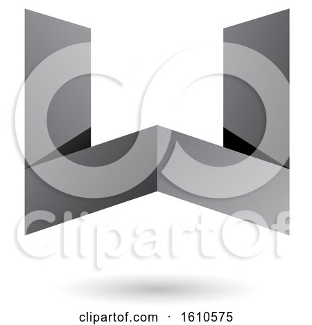Clipart of a Gray Folded Paper Letter W - Royalty Free Vector Illustration by cidepix