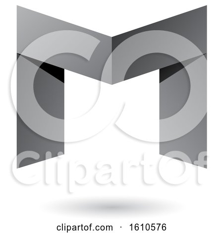 Clipart of a Folded Paper Gray Letter M - Royalty Free Vector Illustration by cidepix