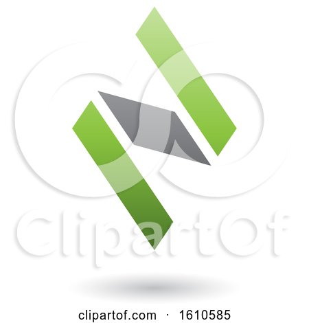 Clipart of a Green and Gray Letter N - Royalty Free Vector Illustration by cidepix