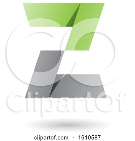 Clipart of a Gray and Green Folded Paper Styled Letter Z - Royalty Free Vector Illustration by cidepix