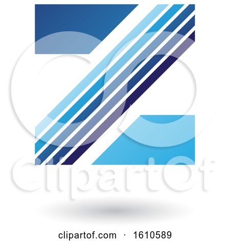 Clipart of a Striped Blue Letter Z - Royalty Free Vector Illustration by cidepix