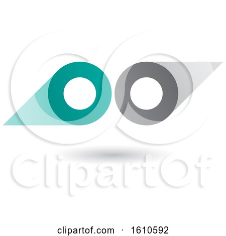 Clipart of a Turquoise and Gray Abstract Double Letter O or Binoculars Design - Royalty Free Vector Illustration by cidepix