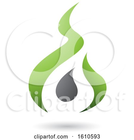Clipart of a Fire Shaped Green and Gray Letter a - Royalty Free Vector Illustration by cidepix