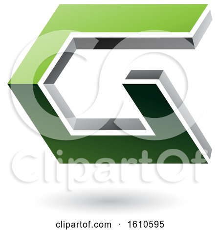 Clipart of a Green and Gray Angled Letter G - Royalty Free Vector Illustration by cidepix