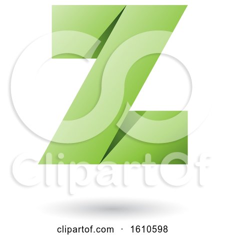 Clipart of a Green Folded Paper Styled Letter Z - Royalty Free Vector Illustration by cidepix