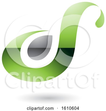 Clipart of a Green and Gray Letter S - Royalty Free Vector Illustration by cidepix