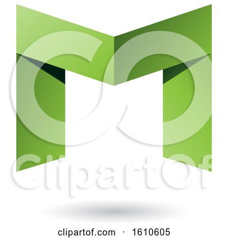 Clipart of a Folded Paper Green Letter M - Royalty Free Vector Illustration by cidepix