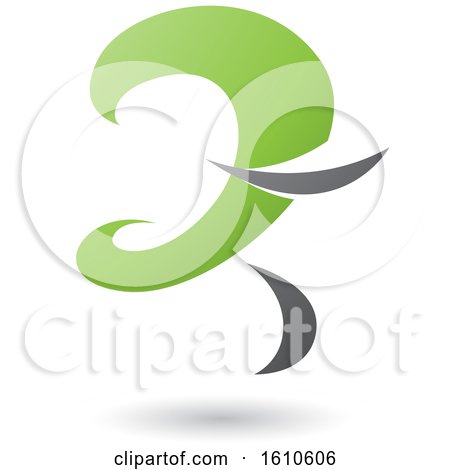Clipart of a Green and Gray Curvy Letter Z - Royalty Free Vector Illustration by cidepix