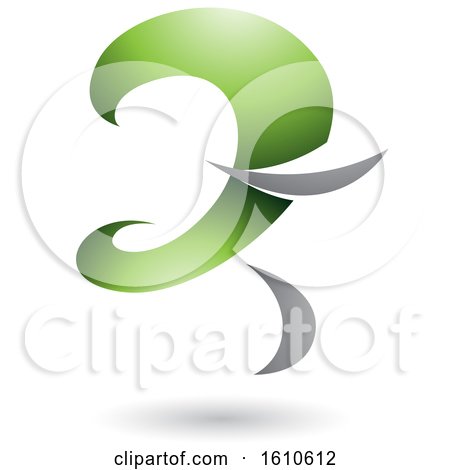 Clipart of a Green and Gray Curvy Letter Z - Royalty Free Vector Illustration by cidepix