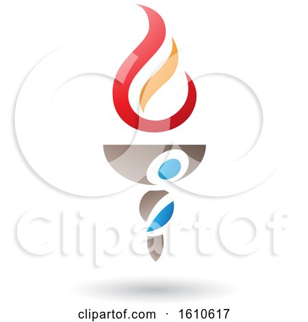 Clipart of a Flaming Torch with Letter E Shaped Fire - Royalty Free Vector Illustration by cidepix