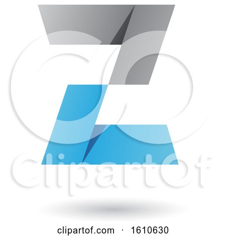 Clipart of a Gray and Blue Folded Paper Styled Letter Z - Royalty Free Vector Illustration by cidepix