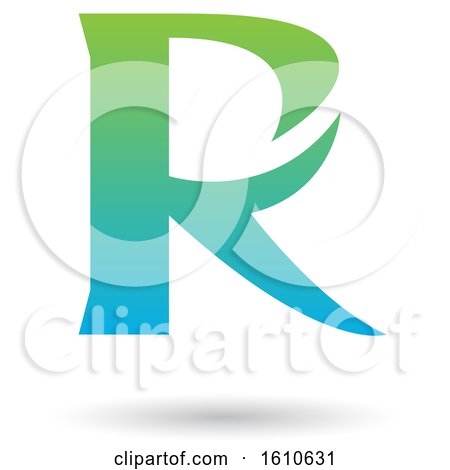Clipart of a Gradient Green and Blue Letter R - Royalty Free Vector Illustration by cidepix