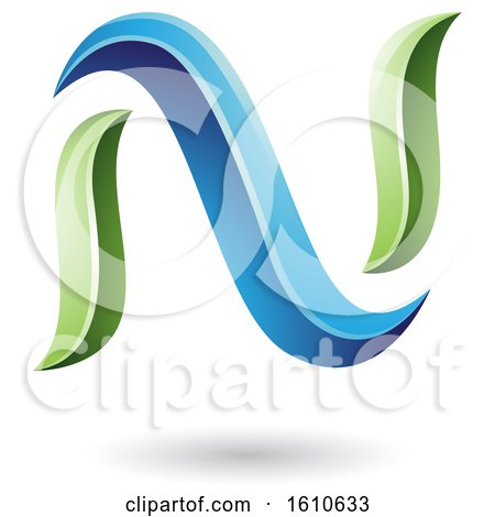 Clipart of a Green and Blue Letter N - Royalty Free Vector Illustration by cidepix