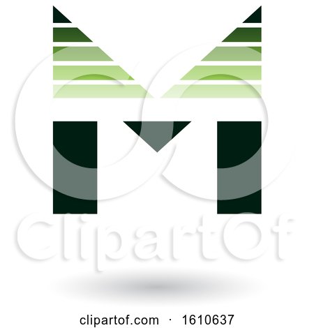 Clipart of a Striped Green Letter M - Royalty Free Vector Illustration by cidepix