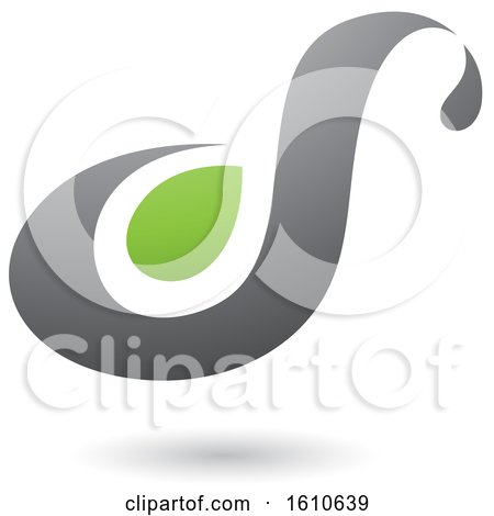 Clipart of a Green and Gray Letter S - Royalty Free Vector Illustration by cidepix