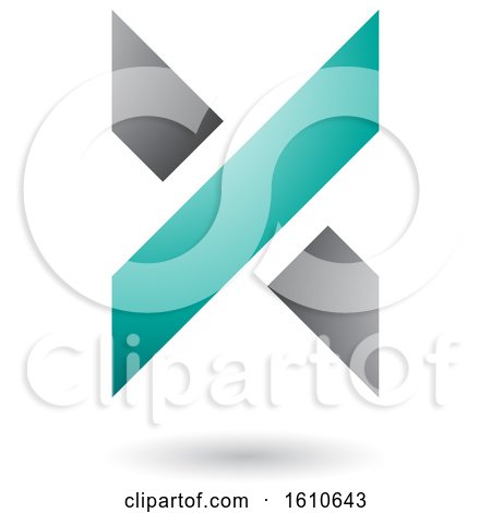 Clipart of a Turquoise and Gray Letter X - Royalty Free Vector Illustration by cidepix