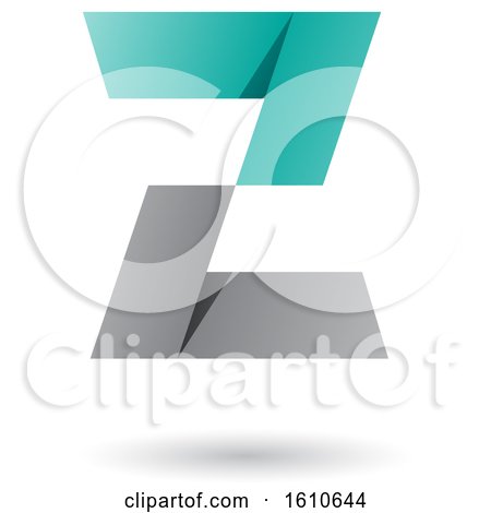 Clipart of a Gray and Turquoise Folded Paper Styled Letter Z - Royalty Free Vector Illustration by cidepix