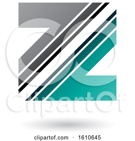 Clipart of a Striped Gray and Turquoise Letter Z - Royalty Free Vector Illustration by cidepix