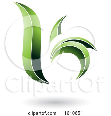 Clipart of a Green Letter B or K - Royalty Free Vector Illustration by cidepix