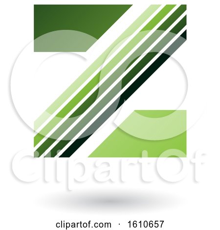 Clipart of a Striped Green Letter Z - Royalty Free Vector Illustration by cidepix