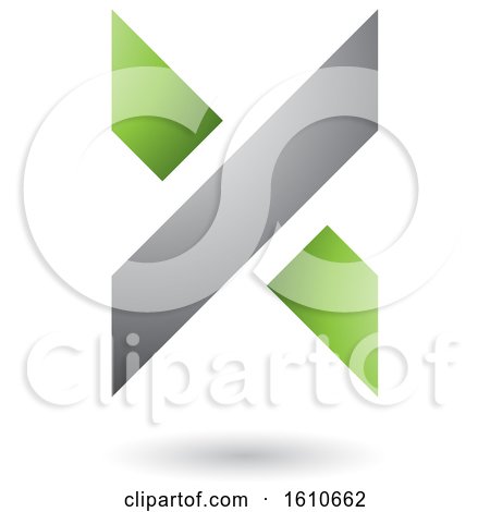 Clipart of a Green and Gray Letter X - Royalty Free Vector Illustration by cidepix