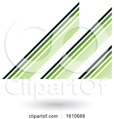 Clipart of a Retro Abstract Diagonal Stripes Green Letter M - Royalty Free Vector Illustration by cidepix