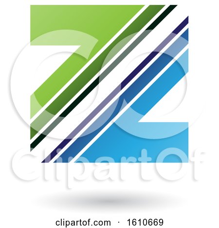 Clipart of a Striped Blue and Green Letter Z - Royalty Free Vector Illustration by cidepix