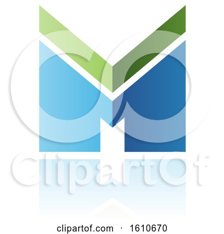 Clipart of a Thick Striped Green and Blue Letter M - Royalty Free Vector Illustration by cidepix