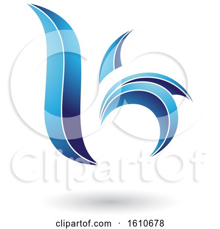 Clipart of a Blue Letter B or K - Royalty Free Vector Illustration by cidepix