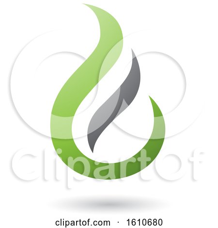 Clipart of a Fire Shaped Green and Gray Letter E - Royalty Free Vector Illustration by cidepix