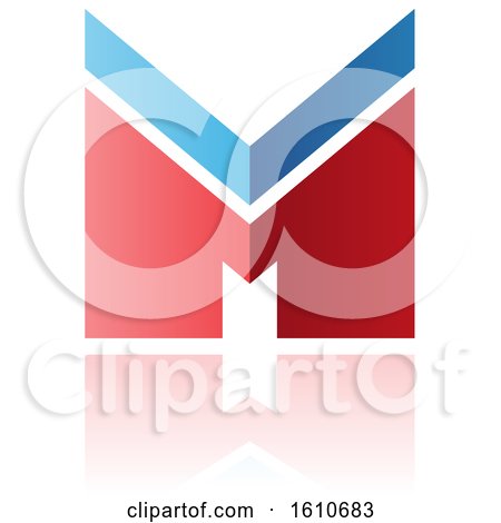 Clipart of a Thick Striped Red and Blue Letter M - Royalty Free Vector Illustration by cidepix