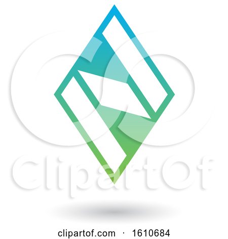 Clipart of a Blue and Green Letter N - Royalty Free Vector Illustration by cidepix