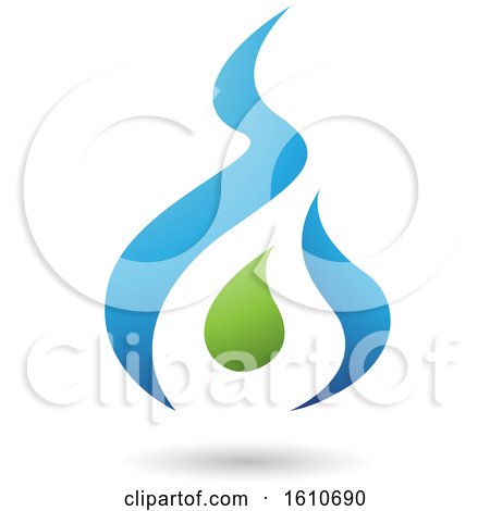 Clipart of a Fire Shaped Blue and Green Letter a - Royalty Free Vector Illustration by cidepix