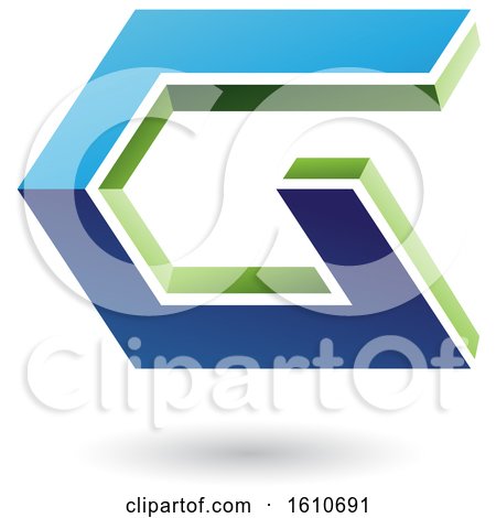 Clipart of a Blue and Green Angled Letter G - Royalty Free Vector Illustration by cidepix