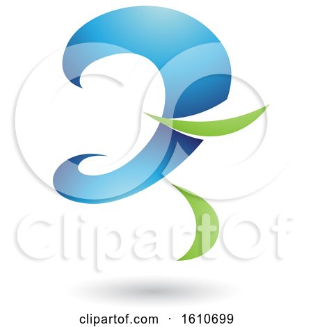 Clipart of a Blue and Green Curvy Letter Z - Royalty Free Vector Illustration by cidepix