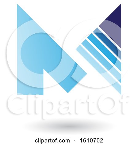 Clipart of a Striped Blue Letter M - Royalty Free Vector Illustration by cidepix