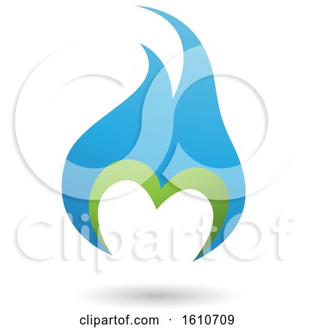 Clipart of a Flame Shaped Green and Blue Letter M - Royalty Free Vector Illustration by cidepix