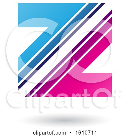 Clipart of a Striped Blue and Magenta Letter Z - Royalty Free Vector Illustration by cidepix